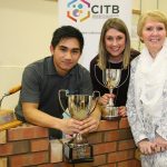 WEB Best Overall Skillbuild NI Young Apprentice Jemual Chamos SERC with Sarah Travers & Catherine Bell