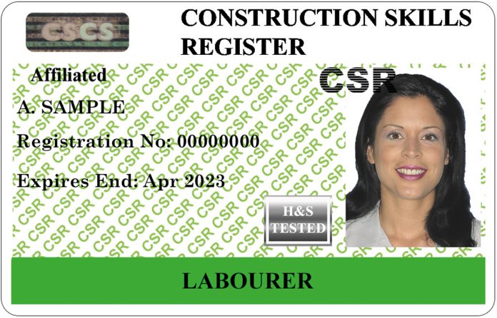 Construction Skills Register Card